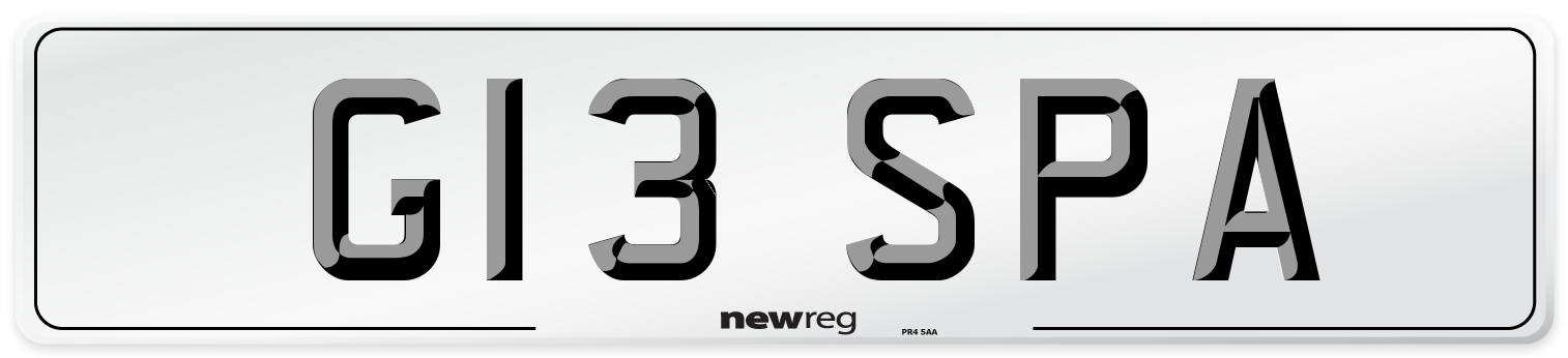 G13 SPA Number Plate from New Reg